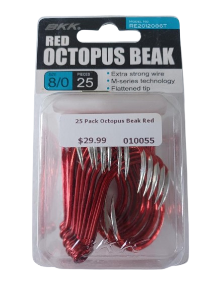 BKK Red Octopus Beak Hook - Economy Box of 50 Hooks